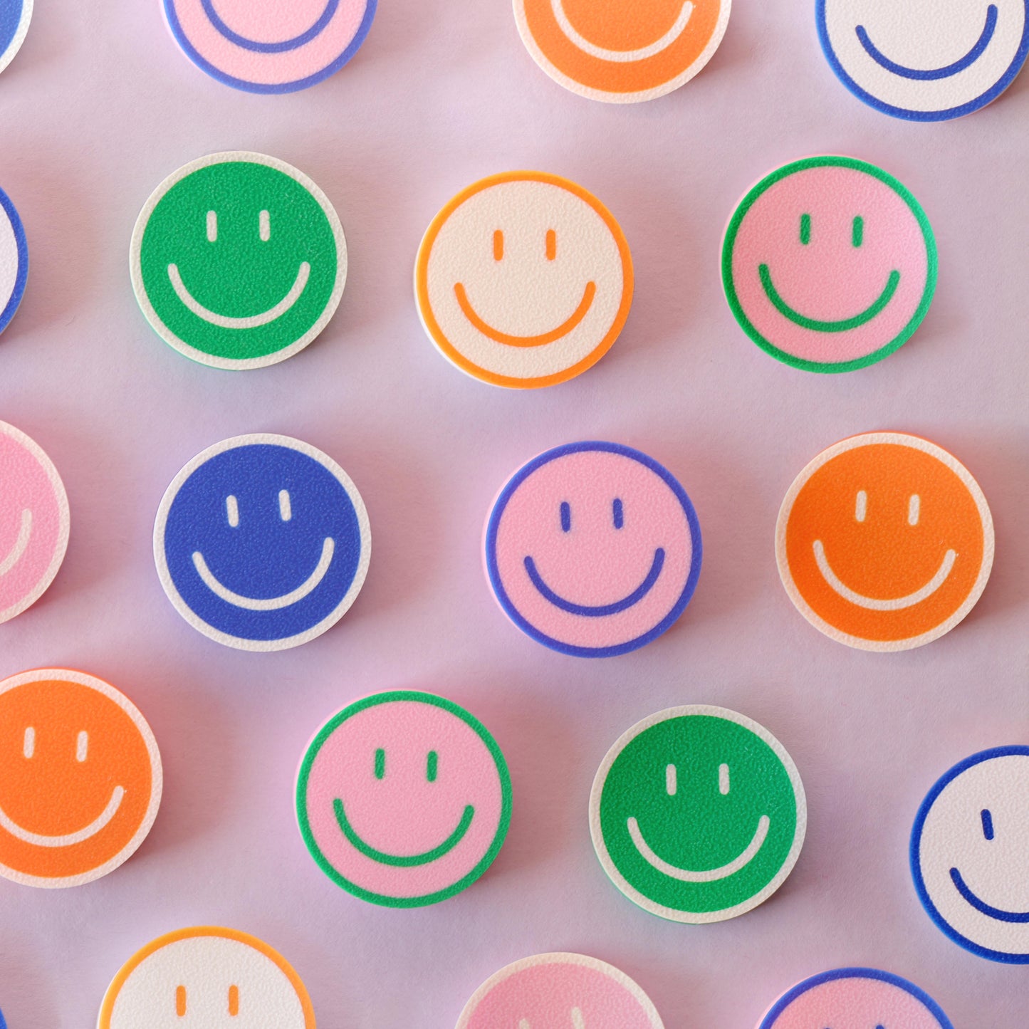 colorful 3D-printed smiley magnets