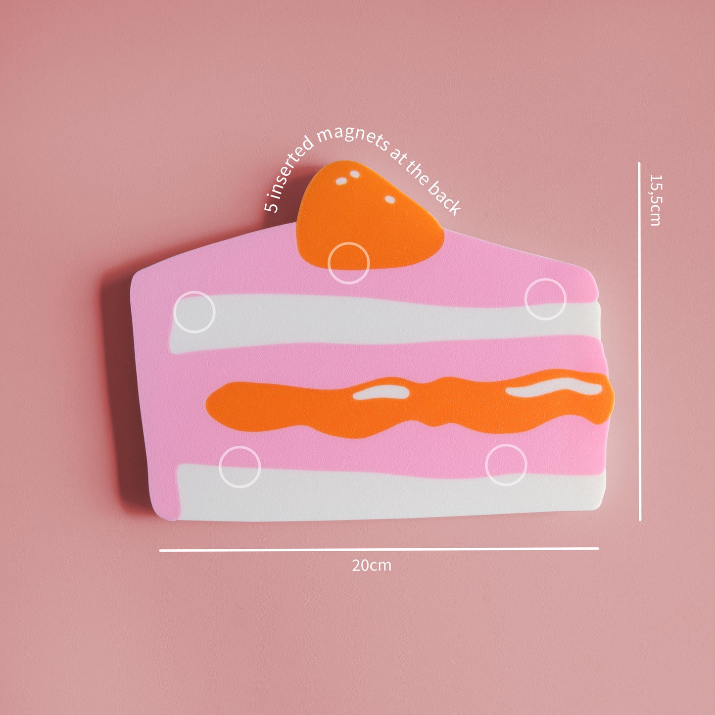 magnetic key holder in the shape of a piece of cake