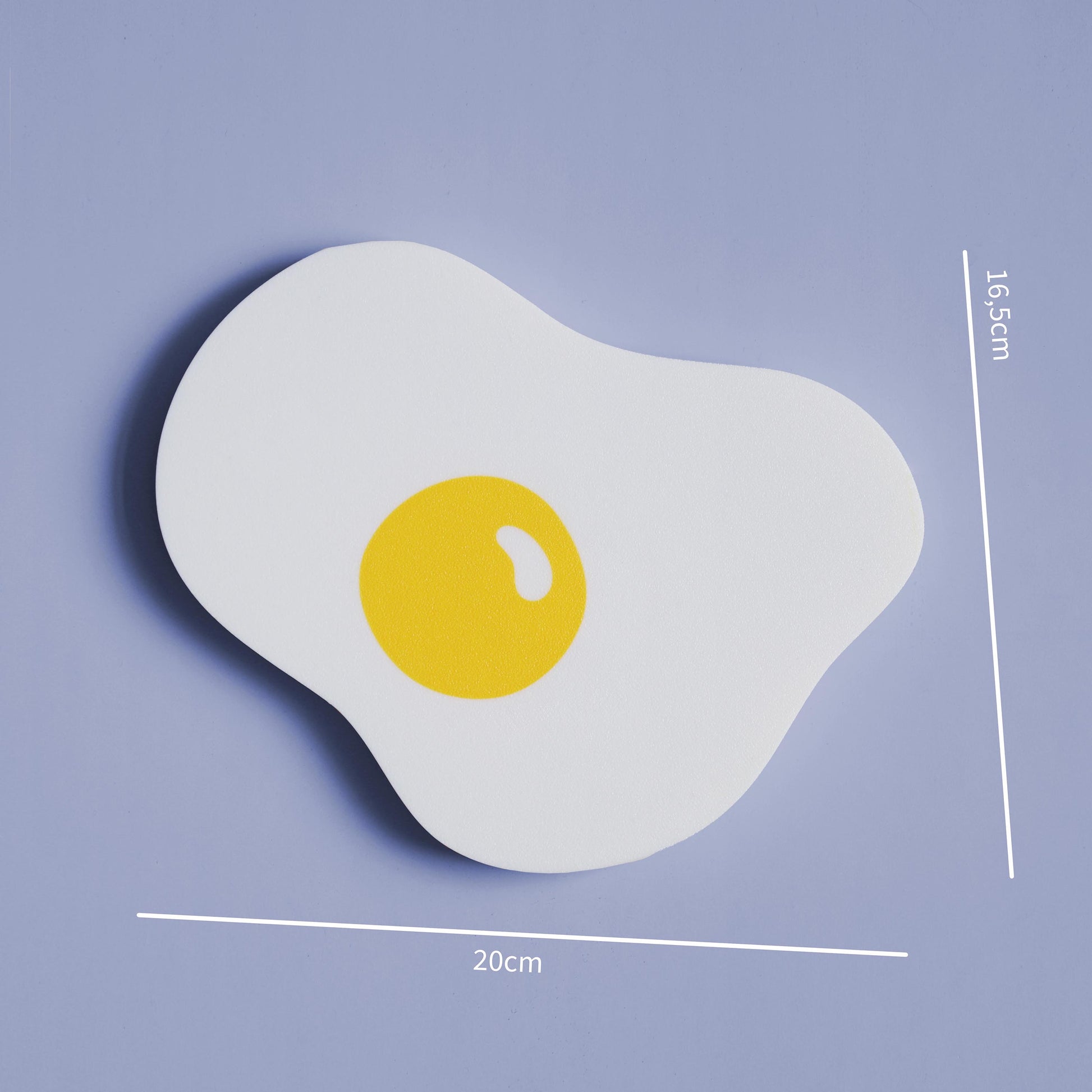 colorful wall decor in the shape of a fried egg with measurements