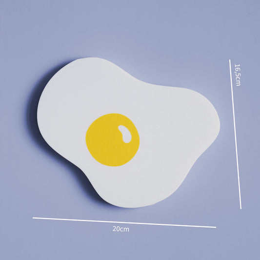 colorful wall decor in the shape of a fried egg with measurements