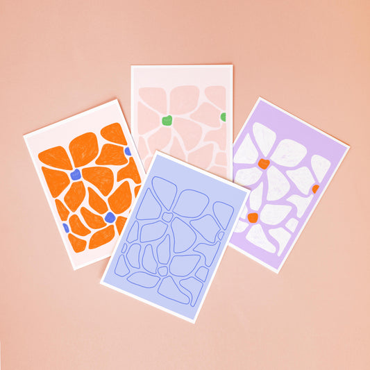 FLOWER POWER - POSTCARD SET (4 PIECES)