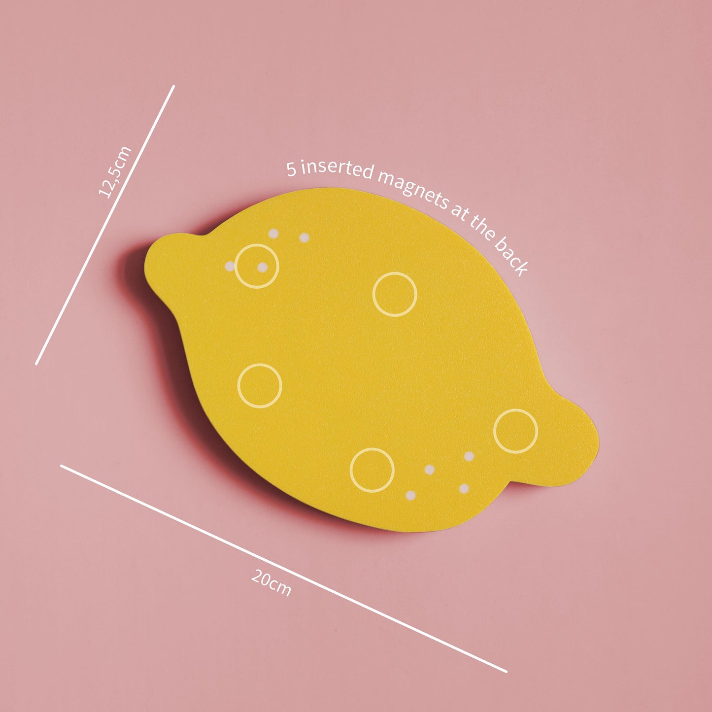 magnetic key holder in the shape of a lemon with measurements