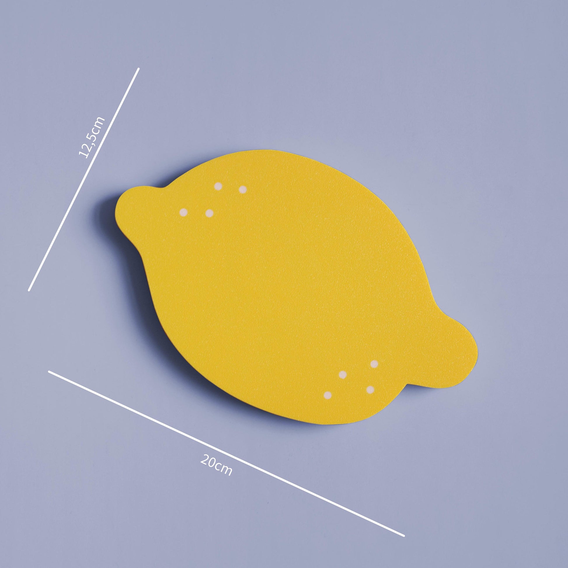 colorful wall decor in the shape of a lemon with measurements