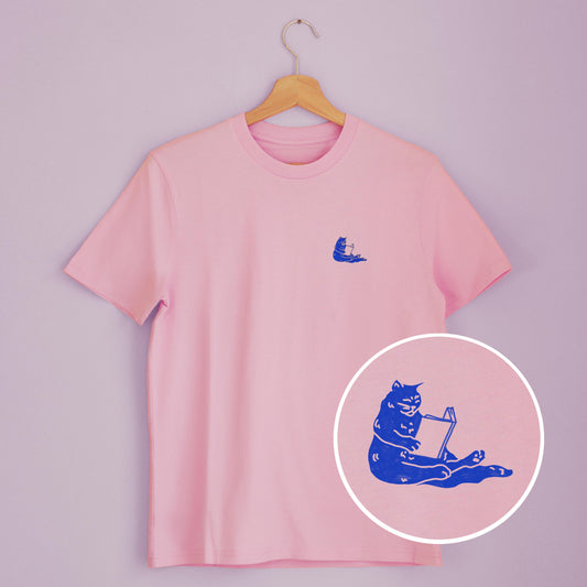 READING CAT - UNISEX T-SHIRT SCREEN PRINT