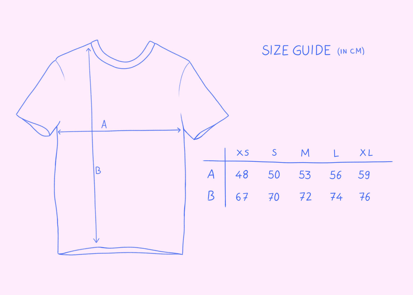 Größentabelle für Unisex T-Shirts