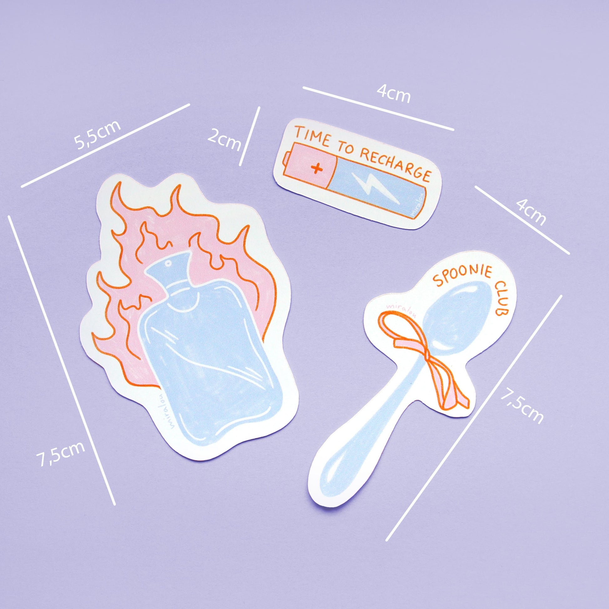 sticker set with measurements