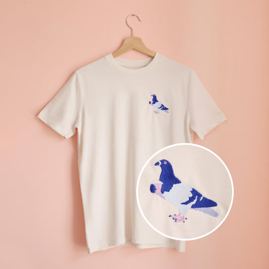 BERLIN CITY PIGEON, COFFEE, WHITE - UNISEX T-SHIRT STICK 