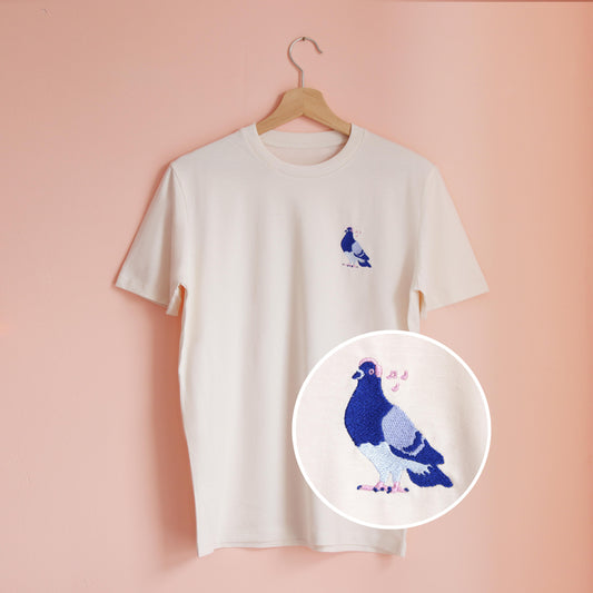 BERLIN CITY PIGEON, MUSIC, WHITE - UNISEX T-SHIRT STICK 
