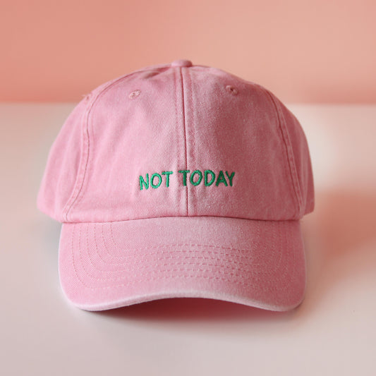 NOT TODAY, PINK+GRÜN - CAP BESTICKT